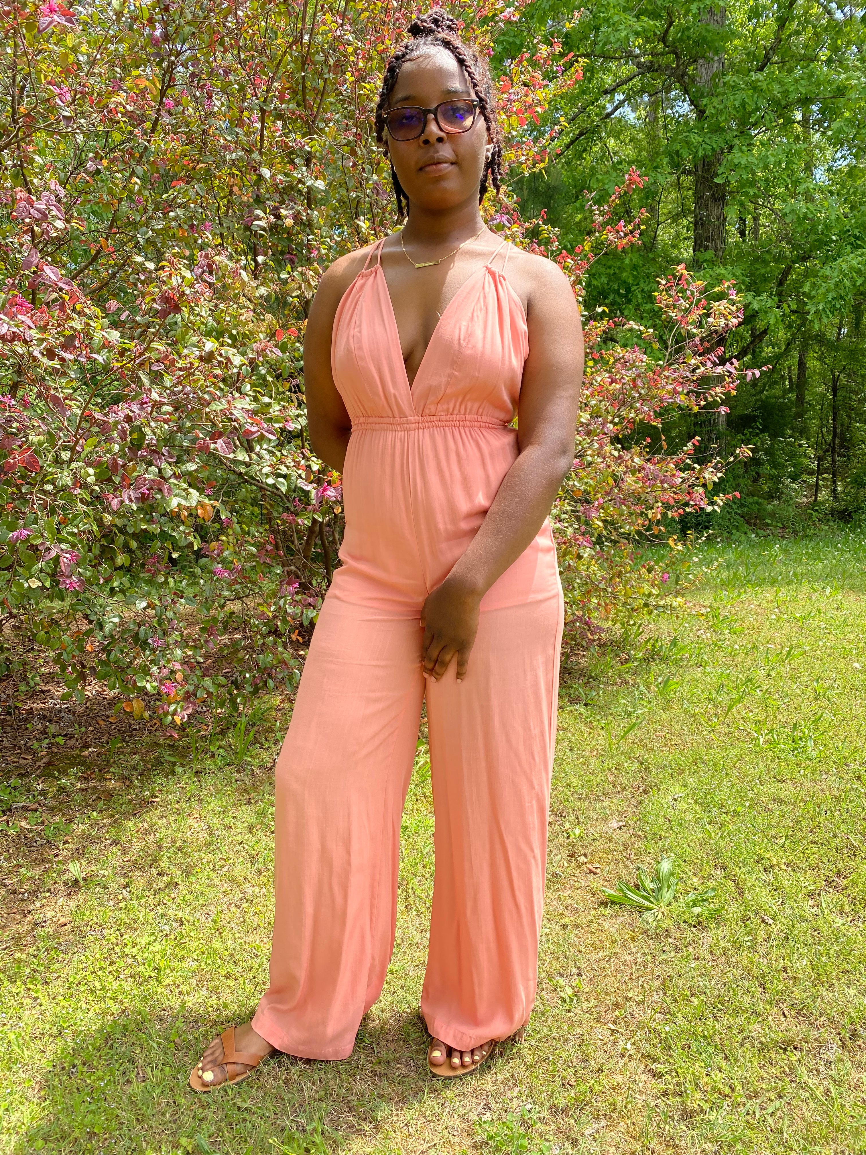 Salmon store pink jumpsuit